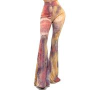 Vivicastle Women's Boho Comfy Stretchy Bell Bottom Flare Pants (BP36, Multi, Small)