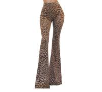 Vivicastle Women's Boho Comfy Stretchy Bell Bottom Flare Pants (BP9, Navy, Large)