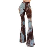 Vivicastle Women's USA Boho Comfy Stretchy Bell Bottom Flare Pants, Bp5, Multi, Large