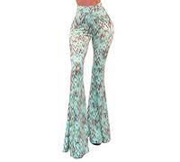 Vivicastle Women's USA Boho Comfy Stretchy Bell Bottom Flare Pants, Bp57, Multi, S