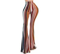 Vivicastle Women's USA Boho Comfy Stretchy Bell Bottom Flare Pants, Bp73, Multi, S