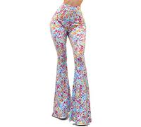 Vivicastle Women's USA Boho Comfy Stretchy Bell Bottom Flare Pants - - Medium