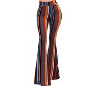 Vivicastle Women's USA Boho Comfy Stretchy Bell Bottom Flare Pants, Multicolor, S