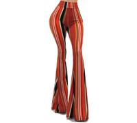 Vivicastle Women's USA Boho Comfy Stretchy Bell Bottom Flare Pants - Multicoloured - Large