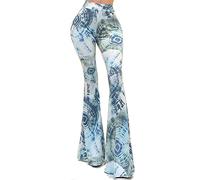 Vivicastle Women's USA Boho Comfy Stretchy Bell Bottom Flare Pants - Multicoloured - Medium