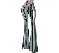 Vivicastle Women's USA Boho Comfy Stretchy Bell Bottom Flare Pants - Multicoloured - Medium