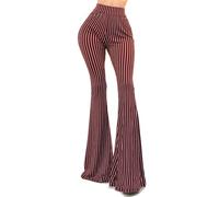 Vivicastle Women's USA Boho Solid Hippie Wide Leg Flared Bell Bottom Pants, B9, Multi, Large