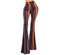 Vivicastle Women's USA Boho Solid Hippie Wide Leg Flared Bell Bottom Pants, Ff42, Multi, Large
