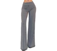 Vivicastle Women's USA Fold Over High Waist Wide Leg Long Palazzo Pants, Gg18, Multi, XL