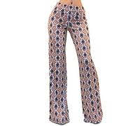 Vivicastle Women's USA Fold Over High Waist Wide Leg Long Palazzo Pants, H48, Multi, XL