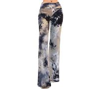 Vivicastle Women's USA Fold Over High Waist Wide Leg Long Palazzo Pants, I96, Multi, M