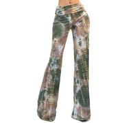 Vivicastle Women's USA Fold Over High Waist Wide Leg Long Palazzo Pants, P19, Multi, Large