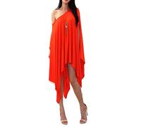 Vivicastle Women's USA Loose Bat Wing Dolman Poncho Tunic Dress Top, Orange, One size