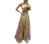 VIVICOLOR 2024 Empire Waist 3D Flower Mesh Split Ball Gowns for Women One Shoulder Floral Long Tulle Prom Dresses