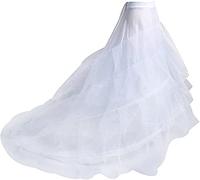 VIVICOLOR Full Ruffles Petticoat Underskirt 2 Hoop 3 Layers Wedding Half Slip Gown Prom Train Crinoline