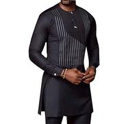 VIVICOLOR Men's African Traditional Clothes Men Cotton Dashiki Long Sleeve Pullover Shirt Ethnic Formal African Top Shirt