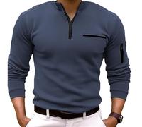 VIVICOLOR Men's Half Zip Stand Collar Polo Shirt Long Sleeve Ribbed Quarter Zip Polo Tops