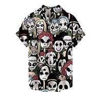VIVICOLOR Skull Shirt Hawaiian Shirt for Men Funny 3D Printed Short Sleeve Beach Shirt Mens Button Down Summer Casual Shirts Button up Shirts