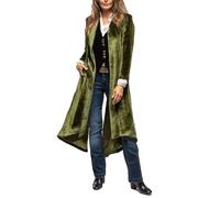 VIVICOLOR Women's Vintage Back Split Velour Open Front Trench Coat Solid Velvet Maxi Duster Cardigans Jacket