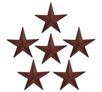 VIVICOMFY 6"(6pieces Red Black Barn Star Texas Stars Art-Metal Stars for Outside Rustic Vintage Western Wall Decor Country Home Farmhouse Wall Decorations