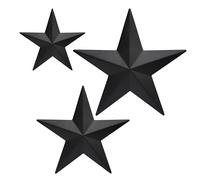 VIVICOMFY 6" 9”12"（3pieces Black Barn Star Wall Decor,Metal Stars Rustic Vintage Western Country Farmhouse Home Indoor or Outdoor Wall Decoration,Texas Stars for House Art Décor