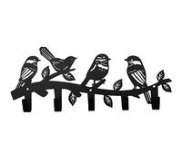 VIVICOMFY Metal Bird Coat Hooks Wall Art Decor-Bird Hangers and Key Holder-Animal Theme Hooks Sweet Home Decor for Storage, Living Room, Hallway, Office (Black)
