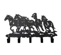 VIVICOMFY Metal Coat Hooks with Horse, Wall Decoration, Horse Coat Rack and Key Holder, Clothes Rack and Backpack Hanger, Clothes Hooks, Cute to Hang Living Room Hallway Office (Black)
