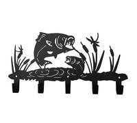 VIVICOMFY Metal Fish Coat Hooks Wall Art Decor-Fish Hangers and Key Holder-Clothes Rack and Backpack Hanger-Animal Theme Hooks Sweet Home Decor for Storage, Living Room, Hallway, Office (Black)