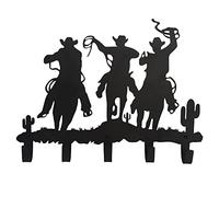 VIVICOMFY Western Cowboy Coat Hooks Wall Art Decor-Cowboy Hangers and Key Hooks Holder-Clothes Hat Rack and Backpack Hanger-Sweet Home Decor for Storage, Living Room, Hallway, Office (Black)
