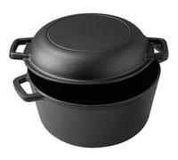 Vivicreate 5 QT Cast Iron Dutch Oven 2 in 1 Pre Seasoned with Skillet Lid Oven Safe Campfire Baking Sourdough Bread Camping Cookware Ollas de Hierro Fundido Para Cocinar Olla de Cocina Grande