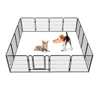 Vivicreate Dog Pen Puppy Playpen Indoor Outdoor Metal Pet Fence Portable Foldable Exercise Kennel with Door for Small Large Dogs Cats Corral para Perros Valla (Black, Square Top, 8 pcs Panel)
