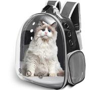 Vivicreate Large Cat Backpack Carrier for Travel and Hiking Transparent Pet Bubble Backpack for Cats up to 20lbs with Ventilation and Padded Straps Mochila para Gatos transportadora mascotas (Black)