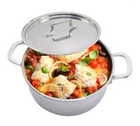 Vivicreate Tri-Ply Stainless Steel Stockpot - Deep Cooking Pot with Hammered Exterior, Compatible with All Stovetops, Even Heat Distribution, Durable Cookware for Soups, Stews, and More(7QT)