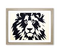 Vivid Abstract Lion H1022 Framed Print for Living Room Bedroom Home Office Décor, Wall Art Picture Ready to Hang, Oak A4 Frame (34 x 25 cm)