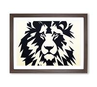 Vivid Abstract Lion H1022 Framed Print for Living Room Bedroom Home Office Décor, Wall Art Picture Ready to Hang, Walnut A4 Frame (34 x 25 cm)