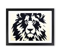 Vivid Abstract Lion H1022 Framed Print for Living Room Bedroom Home Office Décor, Wall Art Picture Ready to Hang, Black A4 Frame (34 x 25 cm)