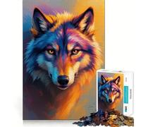 Vivid Alpha Wolf Portrait Jigsaw Puzzles 1000 Piece for Adults Recall Fun Play Firm Fit Secure Assembly Family Fun Night Activity (38x26cm)