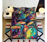 Vivid artistic drum pattern 3D Printed Fitted Sheet, soft touch Microfiber, stylish bedroom decor, apartment bedding, anti-slip, easy care 90x200x25cm