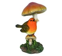 Vivid Arts - Brown and Red Robin on Toadstool Home or Garden Decoration (BG-RB03-F)