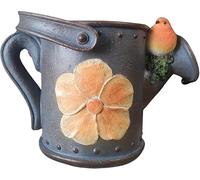 Vivid Arts - Flower Printed Blue Planter in Rust - Garden Ornament - Indoor Outdoor