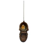 Vivid Arts Hanging Boot Birdhouse with Robin - Rustic Garden Nesting Décor | Indoor & Outdoor Ornament