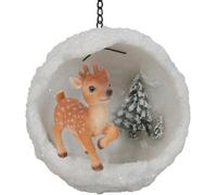 Vivid Arts Hanging Reindeer In A Snowball Christmas Ornament