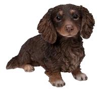 Vivid Arts Long-Haired Dachshund (Chocolate & Cream) Ornament - Realistic Dog Garden Decoration | Indoor & Outdoor Décor
