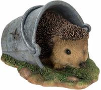Vivid Arts Real Life Hedgehog In Rusty Pail Garden Decoration