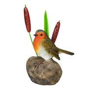 Vivid Arts Robin on Stone with Bulrush Home or Garden Decoration