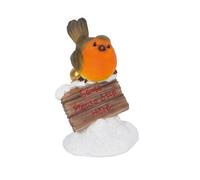 Vivid Arts Robin With Stop Here Sign Christmas Decoration