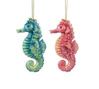 Vivid Arts - Seahorse Hanging Ornament - Indoor Outdoor (2, Green & Red Mini)