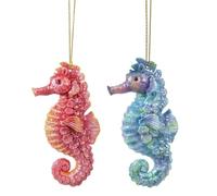 Vivid Arts - Seahorse Hanging Ornament - Indoor Outdoor (2, Red & Blue)