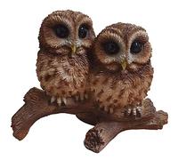 Vivid Arts Tawny Owls on Branch | Resin Home or Garden Decoration | BG-TWNY-D