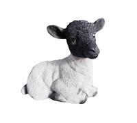 Vivid Arts White Laying Lamb White & Black- Small Resin Farm Animal Ornament (16 × 10.5 × 7 cm)